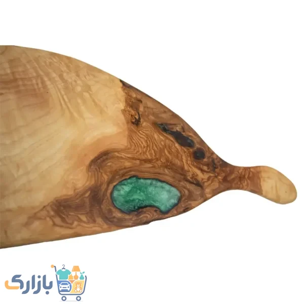 قیمت تخته سرو غذا چوبی دست‌ساز مدل خلیج فارس ساخته شده از چوب طبیعی با جزئیات رزینی آبی